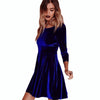 Bigsweety New Women Swing Hem Velvet Dress Autumn Ladies Party Mini Dress Vestidos Velour Dress Long Sleeve Slim Tops