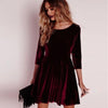 Bigsweety New Women Swing Hem Velvet Dress Autumn Ladies Party Mini Dress Vestidos Velour Dress Long Sleeve Slim Tops