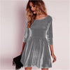 Bigsweety New Women Swing Hem Velvet Dress Autumn Ladies Party Mini Dress Vestidos Velour Dress Long Sleeve Slim Tops