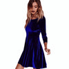 Bigsweety New Women Swing Hem Velvet Dress Autumn Ladies Party Mini Dress Vestidos Velour Dress Long Sleeve Slim Tops