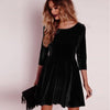 Bigsweety New Women Swing Hem Velvet Dress Autumn Ladies Party Mini Dress Vestidos Velour Dress Long Sleeve Slim Tops