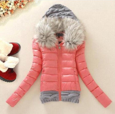 2019 women's cotton coats warm large size fur collar hooded down cotton pad wool hat female jackets 4Xl Slim fit youth outerwear