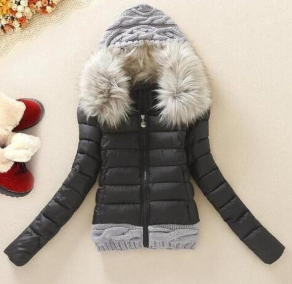 2019 women's cotton coats warm large size fur collar hooded down cotton pad wool hat female jackets 4Xl Slim fit youth outerwear