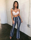 2019 New Boho Summer Women's Stretch Bell Bottom Trousers Ladies Slim Printed Flared Pants High Waist Fashion Women Long Pants