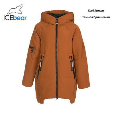 ICEbear 2019 new winter long women's down coat fashion warm ladies jacket hooded brand ladies clothing GN218328P