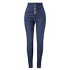 SAGACE 2019 new listing hot women's autumn elastic high waist casual straight row buckle jeans solid color casual pencil pants