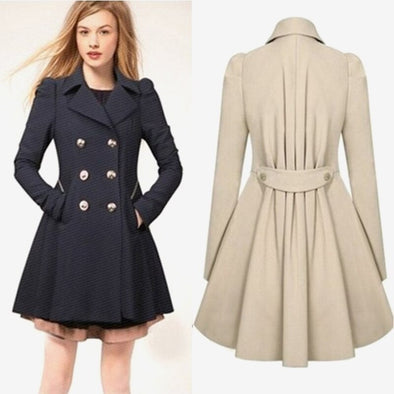 Women's Tunic Trench Coat Plus Size 3XL Medium Long Office Lady Double Breasted Outwear Woman 2019 Autumn Turn Down Collar Coats