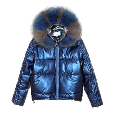 2019 Winter Glossy Parka Women's Waterproof Coat Fur Hooded Jacket Large Size Loose Winter Warm Thick Parka Women Jacket