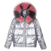 2019 Winter Glossy Parka Women's Waterproof Coat Fur Hooded Jacket Large Size Loose Winter Warm Thick Parka Women Jacket