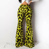 2019 NEW Women's Stretchy Bell Bottom Leopard  High Waist Wide Leg Flared Basic Pants S-2XL