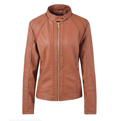 Women's leather jacket куртка кожаная женская coat female пальто женское Winter Zipper Long Sleeve Bomber Pocket Warm Coat #3