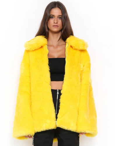 Winter Autumn Womens Yellow Soft Faux Rabbit Fur Jackets Warm Turn Down Collar Furry Coats Large Size Fake Fur Outwears D502
