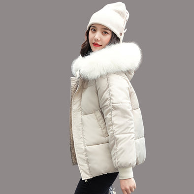 WXWT Winter Coats parkas 2019 winter new women's fashion large fur collar hooded thick cotton down jacket Russian winter coat