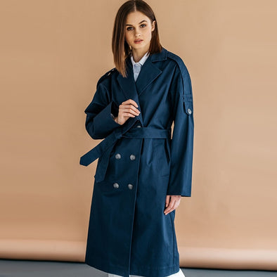 2019 Autumn New Fashion Women's Casual trench coat oversize Double Breasted Vintage Washed Outwear Loose Clothing