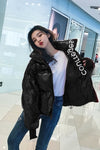 5 Colors Winter Glossy Down Cotton Parka Women's Waterproof Coat Embroidery Loose Winter Warm Thick Blue Puffer Jackets AS138