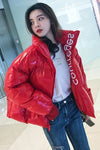 5 Colors Winter Glossy Down Cotton Parka Women's Waterproof Coat Embroidery Loose Winter Warm Thick Blue Puffer Jackets AS138