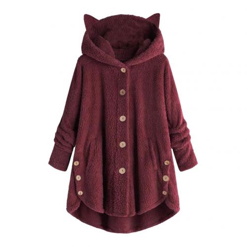 Winter Women Faux Fur Coat Luxury Long Fleece Cat's Ears Hooded Coat Loose Lapel Thick Warm Female Plush Buttons Teddy Coat шуба