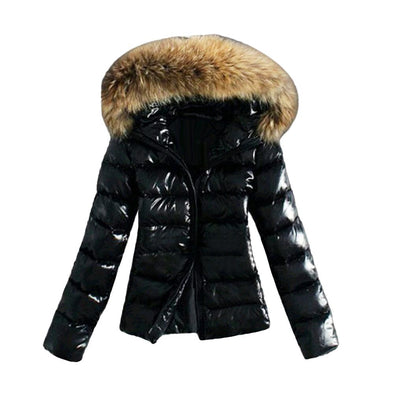Korean version plus velvet jacket 2019 bomber Jacket Women's Faux Fur Collar Hooded Zipper Puffer Winter Warm Outwear Coat