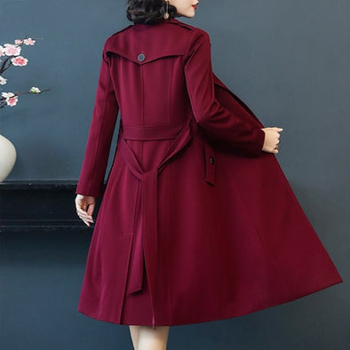 liser The 2019 spring and autumn new women's windbreaker women's coat long black size waist slim leisure temperament