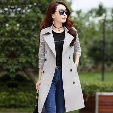 2019 fashion Spring Autumn Trench Coats for Women overcoats casual Large Size long sleeve lape Windbreaker ladies tops V652