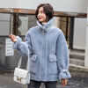 Faux Fur Coat Women 2019 Casual Furry Thick Warm Long Faux Lamb Fur Jacket  Loose Winter Coat Women Blue fur coat