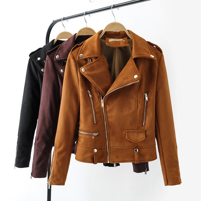 Women Suede Leather Jacket S M L XL 2019 Spring New Women's Leather Jacket Short Style Fashion Faux Leather Jacket High Quality
