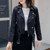 Colorfaith New 2019 Autumn Winter Women's Leather Jackets Pockets Outerwear England Style Faux Leather Tops Red Black JK1708