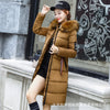 Winter Women's Down Parkas Winter Jacket Big Fur Thick Slim Long Coat Fashion Zipper Hooded Female Long Outerwear  Y64