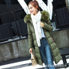 Winter Women's Down Parkas Winter Jacket Big Fur Thick Slim Long Coat Fashion Zipper Hooded Female Long Outerwear  Y64