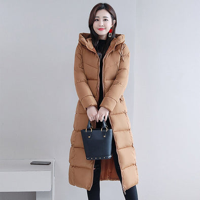Women's Winter Hooded Long Parka Plus Size 4XL Slim Warm Coat Down Jacket Female 2019 Solid Elegant Cotton Padded Jackets Ladies