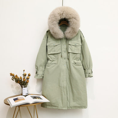 Winter Down Jacket Women's Duck Down Coat Hoodies Big Fur Collar Long Parka Thicken Warm Outerwear Overcoat S M L Fashion Tops
