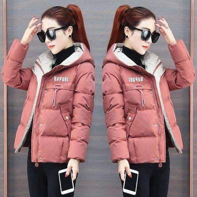 Short hooded solid color down jacket top 2019 Korean fashion winter warm jacket women's jacket female coat warm jacket 4XL Black