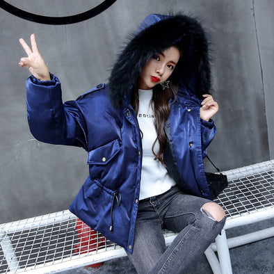 2019 Winter New Cotton-padded Jacket Women Collar Medium and Long Women's Cotton Coat Duck Down Black Jacket Women