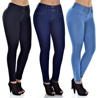 2018 Spring Europe And America Hot Selling Slimming Tight-Fit Solid Color Jeans WOMEN'S Pants 88af6329