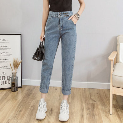 Photo Shoot 2019 Spring And Summer New Style WOMEN'S Dress Online Celebrity Jeans Women's Slim Fit Slimming Straight-leg Pants S