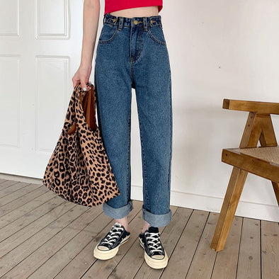 Loose-Fit Wide-Leg Straight-Cut Jeans Women's 2019 New Style Spring And Autumn Korean-style Students Smell GIRL'S BF Versatile S