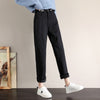 Women's Winter Solid Jeans 2019 Fashion Sexy Fleece Wide Leg Pants High Waist Loose Warm Thicken Jean Pants Streetpants P9211