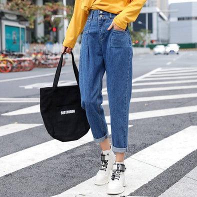 Jeans Women's Korean-style Ulzzang Loose-Fit Spring And Autumn New Style Smell GIRL'S Wide-Leg BF Versatile Students Straight-le