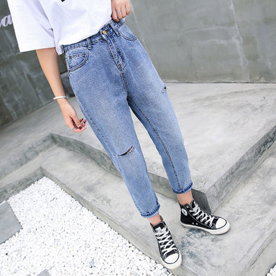 CHIC Straight-Cut Jeans Women's Loose-Fit Spring 2019 New Style Korean-style Slimming Harem High-waist Ankle-length Loose Pants