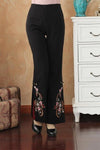 Black Chinese knot Fashion Spring Chinese Style Women's Cotton Flares Trousers Pants Plus Size S M L XL XXL 3XL 4XL 2513-3