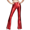 Women's Shiny Sexy Flare Pants Metallic Flared Pants High Waisted bell-bottomed Pants Disco Elastic Waist Wild Mid Trouser