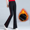 womens flare pants bell bottom office pants fleece warm red black elastic trousers plus size winter high waisted work pants mom
