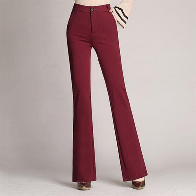 Women's Pants Casual Loose Slim Flared Trousers High Waist Formal Trousers For Woman Skinny Solid Office Lady Wear Plus Size