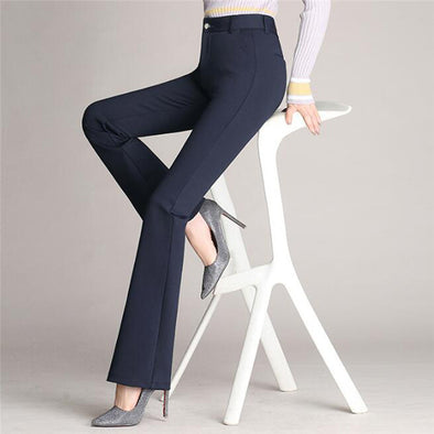 Plus Size Women's Pants Casual Loose Slim Flared Trousers High Waist Formal Trousers For Woman Skinny Solid  Office Lady Wear