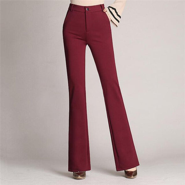 Plus Size Women's Pants Casual Loose Slim Flared Trousers High Waist Formal Trousers For Woman Skinny Solid  Office Lady Wear