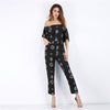2018 Summer Women's Clothing Casual Jumpsuits Flares Chiffon Sexy Printed Overalls For Women Bodysuit S M L XL New Arrival