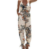 Summer Sexy Sleeveless Women's Jumpsuit Floral Print V-Neck Sashes Overalls Loose Party Romper Plus Size Wide Leg Long Pants