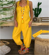 Women's Casual Loose Linen Cotton Jumpsuit Dungarees Playsuit Trousers Overalls