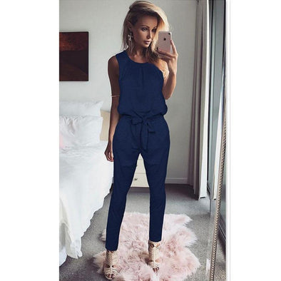 Summer Rompers Women'S Jumpsuit Sexy Ladies Casual Elegant Sleeveless Long Trousers Plus Size Overalls Playsuit WS949C