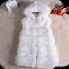 Sleeveless Faux Fur Vest Winter Casual Outerwear Female Solid Fake Fox Fur Hooded Overcoats For Lady 2018 Fashion Fur Vest Femme